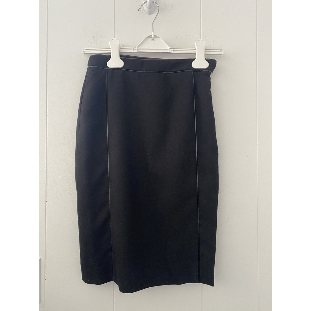 Tory Burch Skirt Womens Sz 2 Black Wool Blend Pencil Straight Professional 4